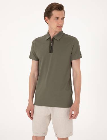 Haki Ultralight Kumaş Slim Fit Polo Yaka Tişört