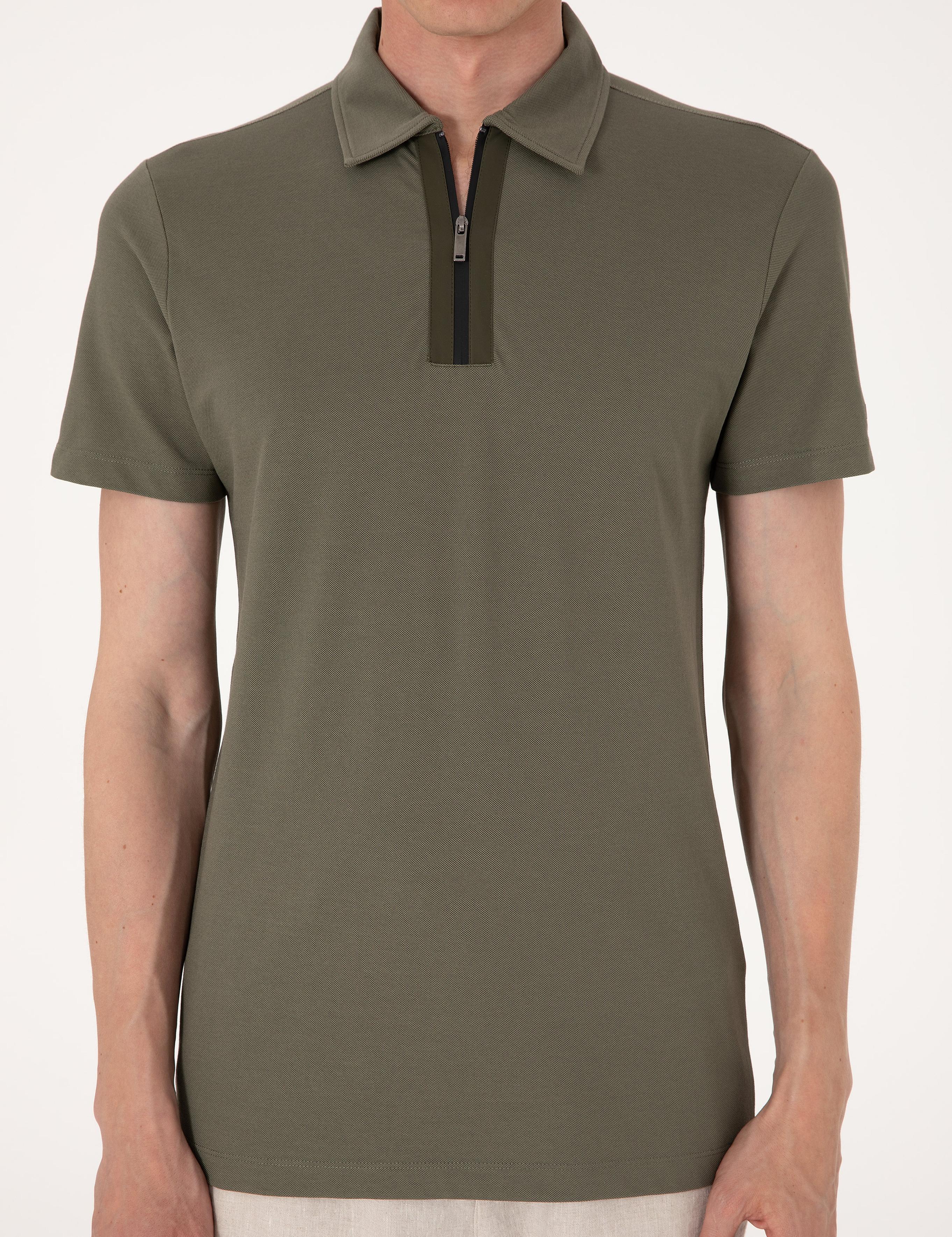 Haki Ultralight Kumaş Slim Fit Polo Yaka Tişört