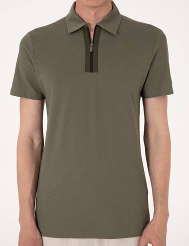Haki Ultralight Kumaş Slim Fit Polo Yaka Tişört