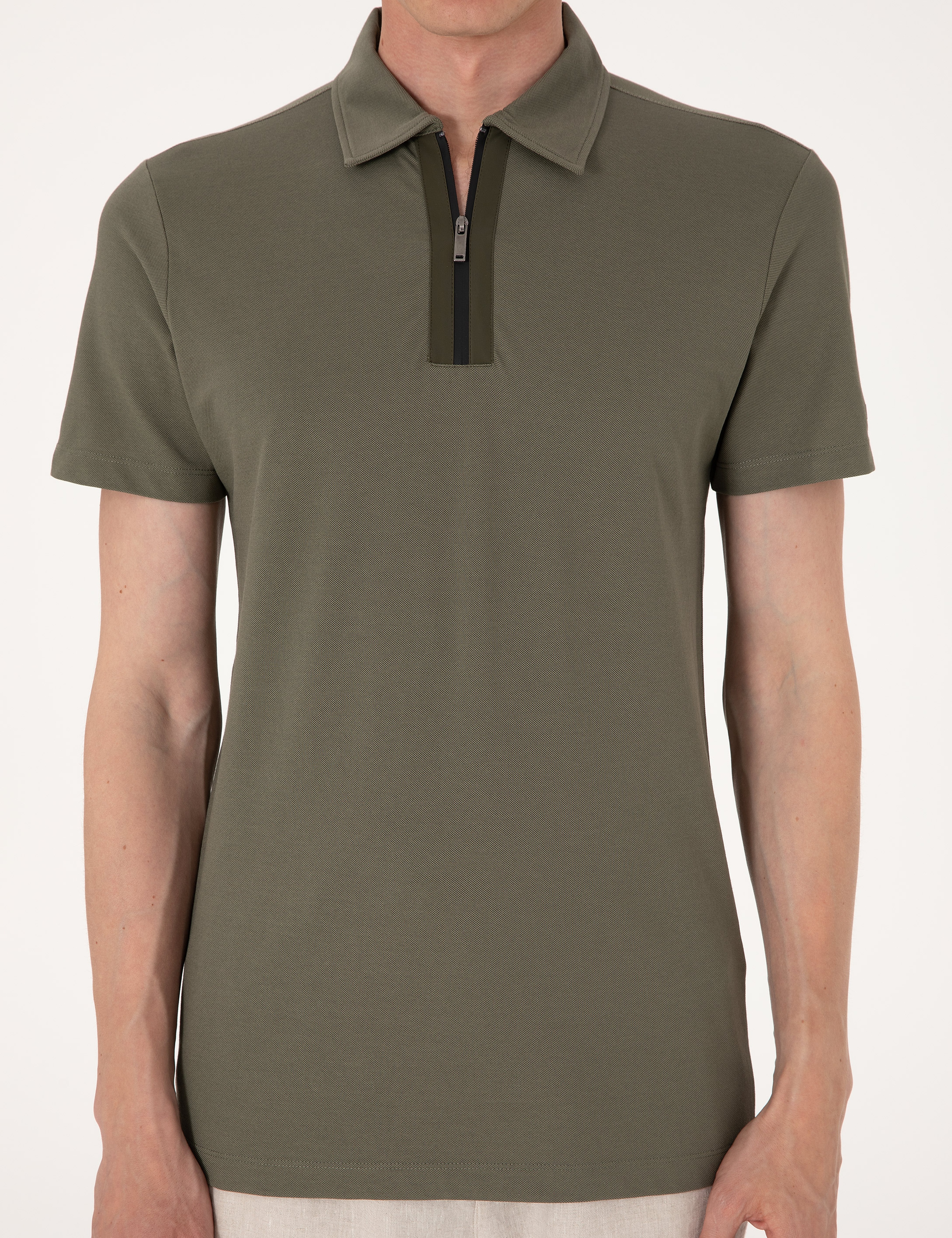 Haki Ultralight Kumaş Slim Fit Polo Yaka Tişört