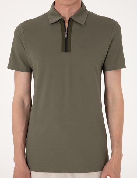 Haki Ultralight Kumaş Slim Fit Polo Yaka Tişört - 50302623019