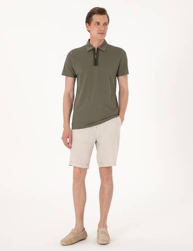 Haki Ultralight Kumaş Slim Fit Polo Yaka Tişört