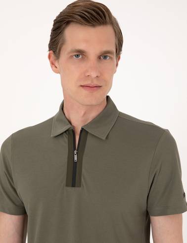 Haki Ultralight Kumaş Slim Fit Polo Yaka Tişört
