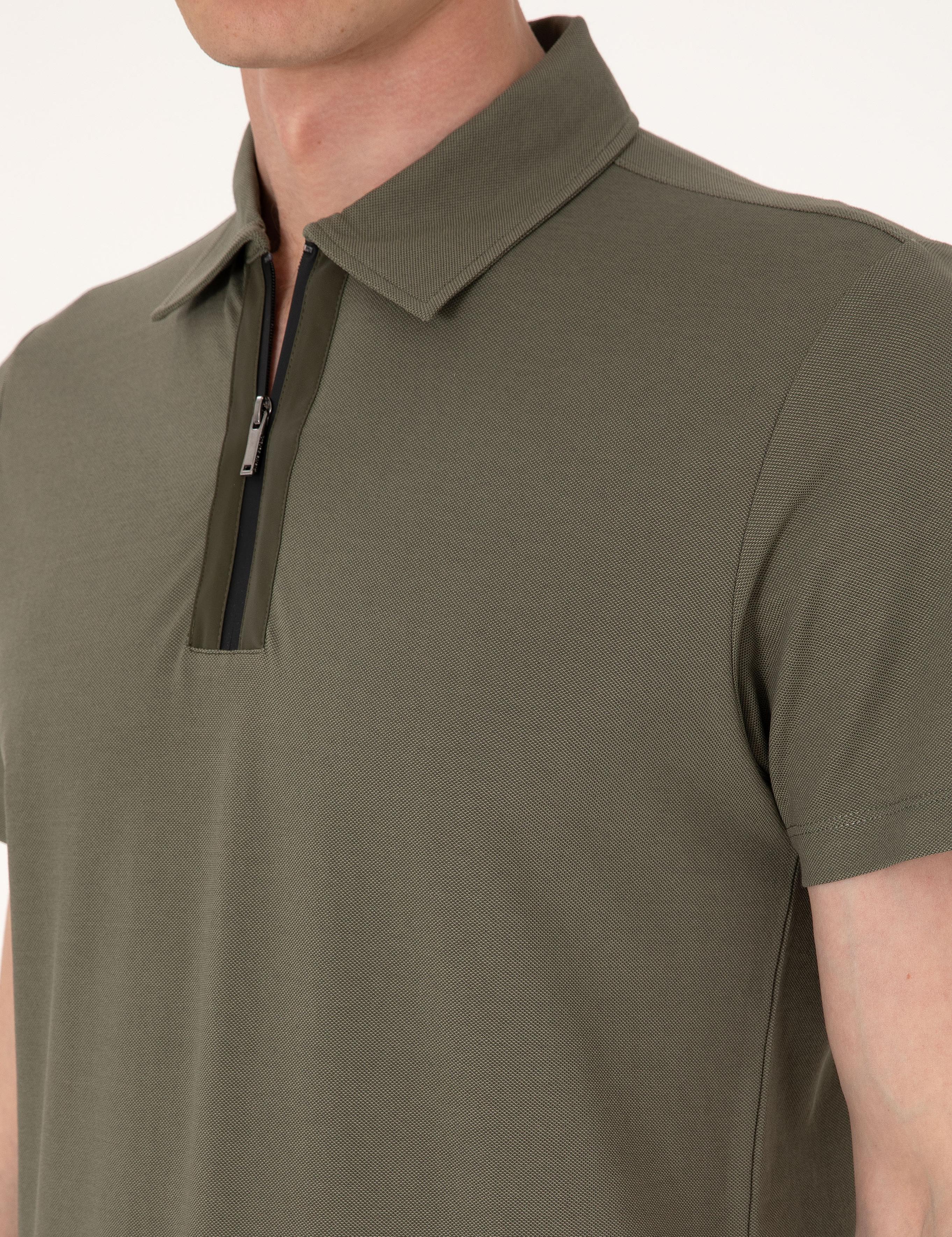 Haki Ultralight Kumaş Slim Fit Polo Yaka Tişört