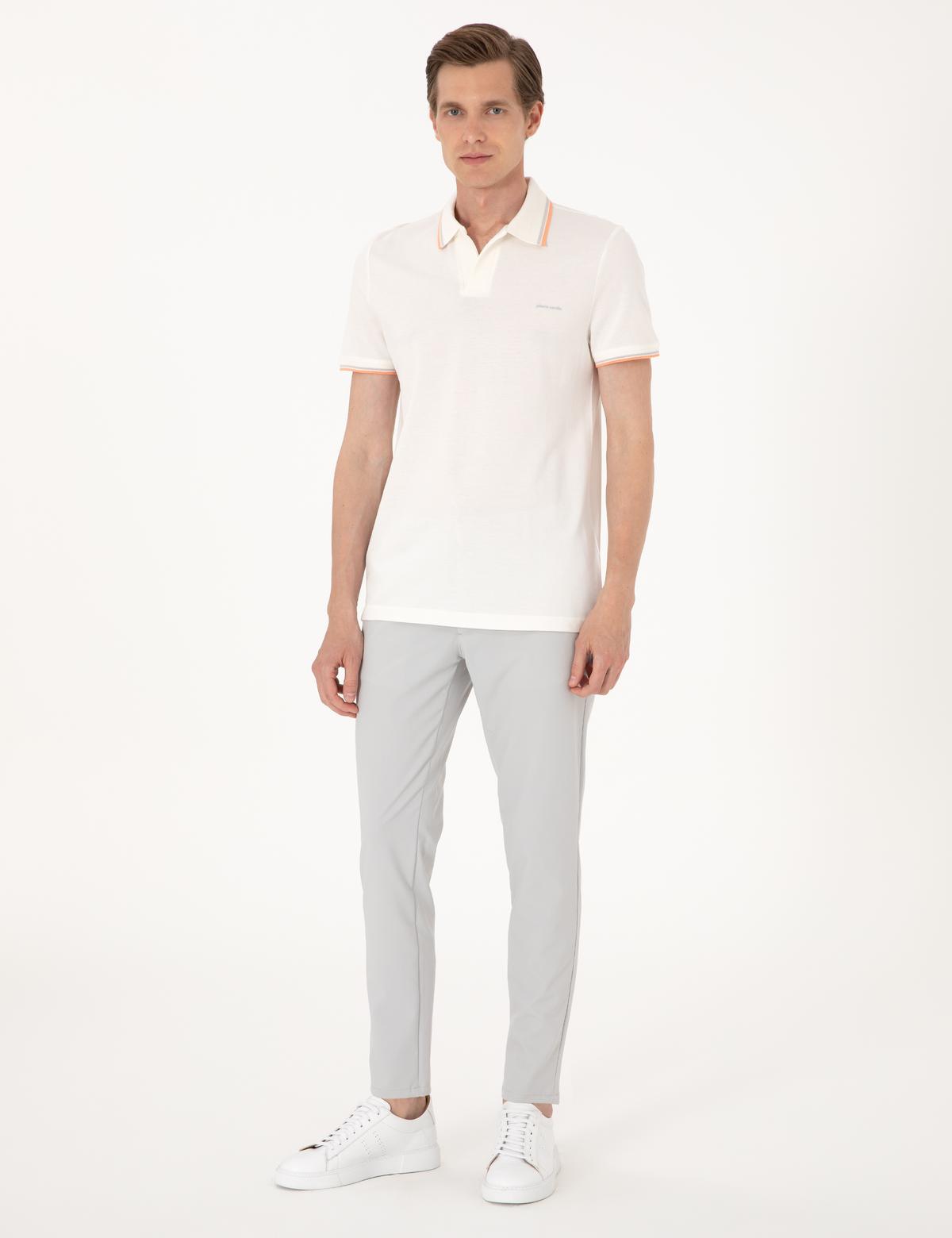 Ekru Slim Fit Tişört - 50302625193