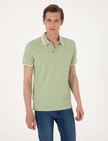 Açık Haki Slim Fit %100 Pamuk Tişört