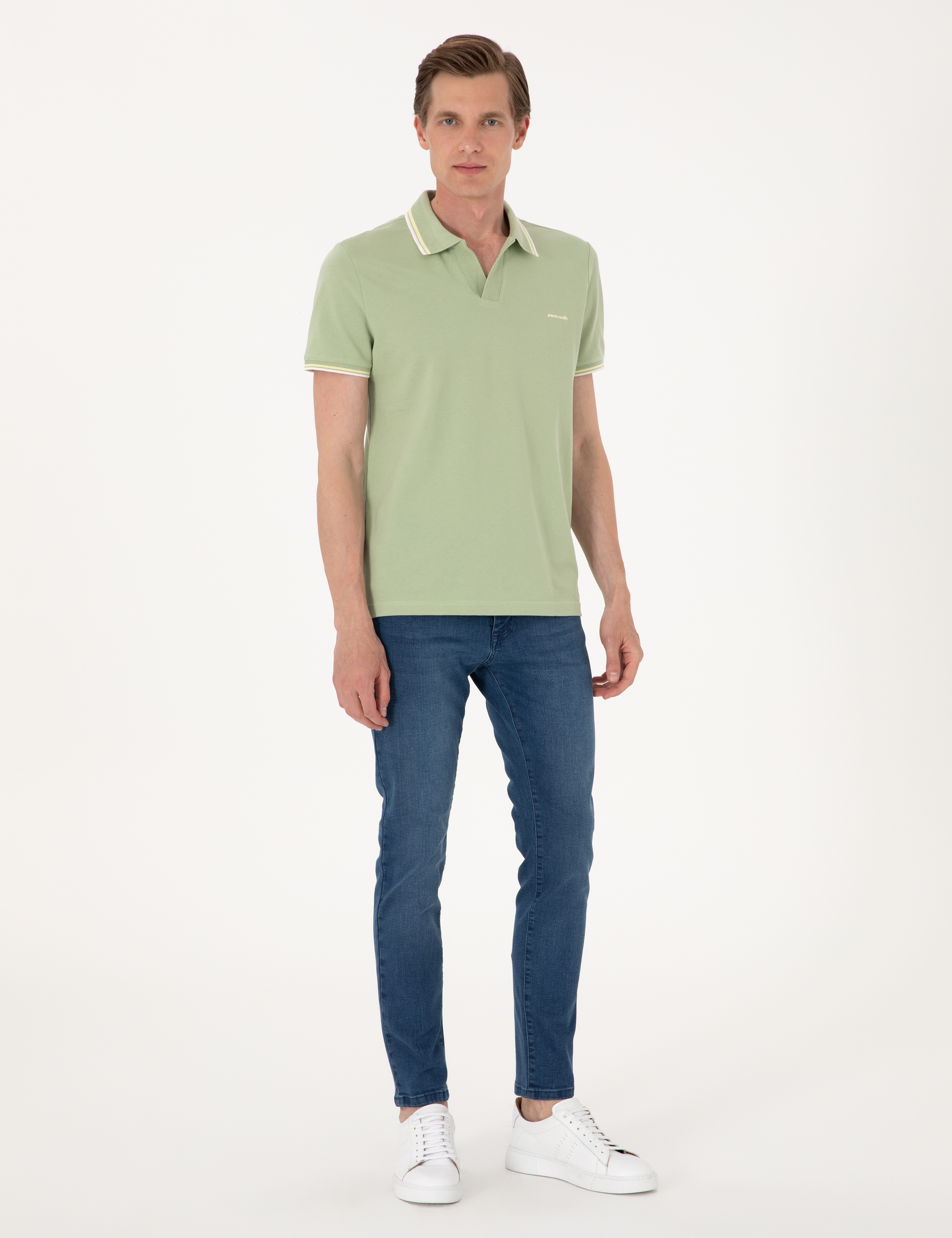 Açık Haki Slim Fit %100 Pamuk Tişört