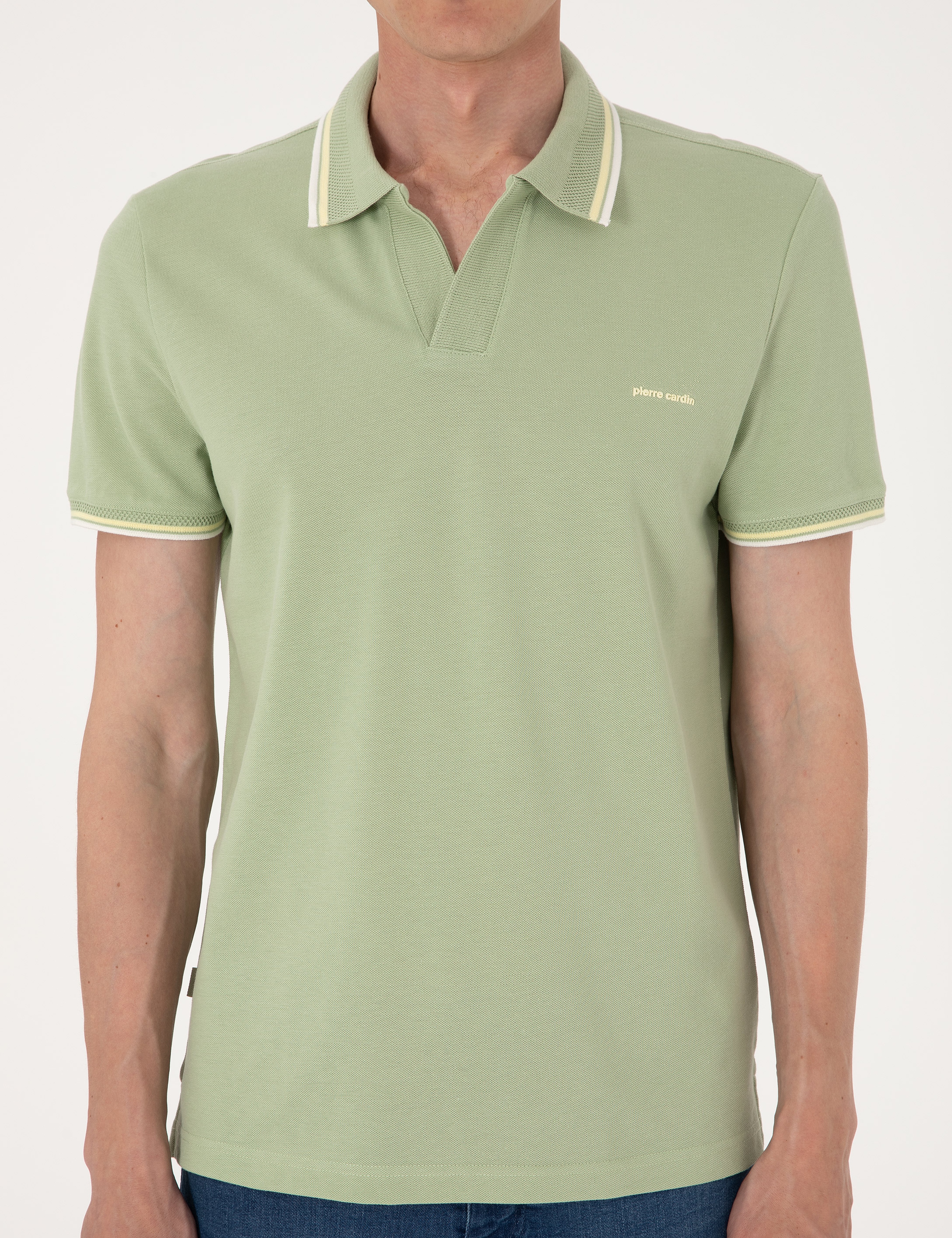 Açık Haki Slim Fit %100 Pamuk Tişört