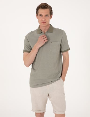 Haki Regular Fit Düğmeli Polo Yaka Tişört