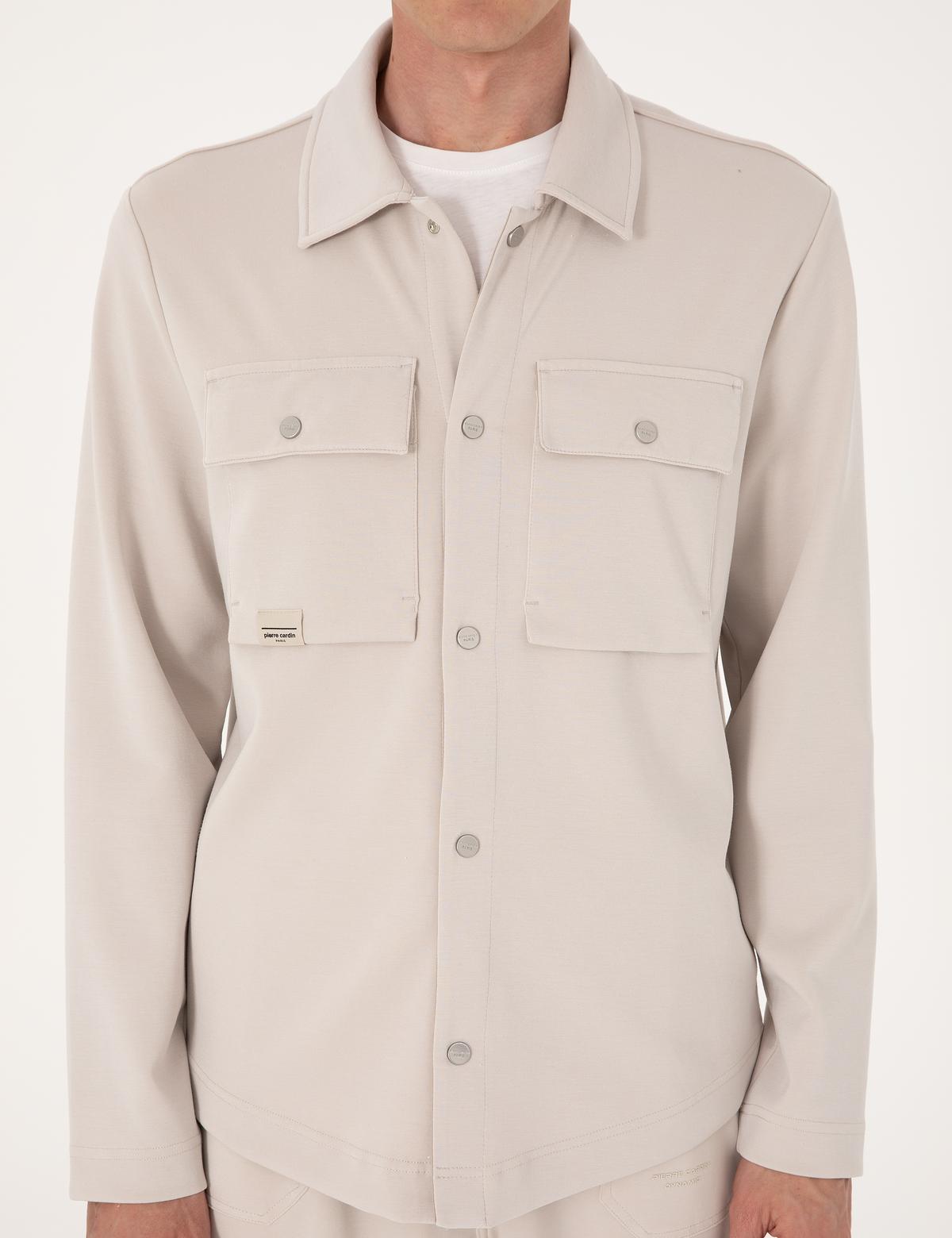 Taş Klasik Yaka Çift Cepli Örme Gömlek Ceket - 50302573027