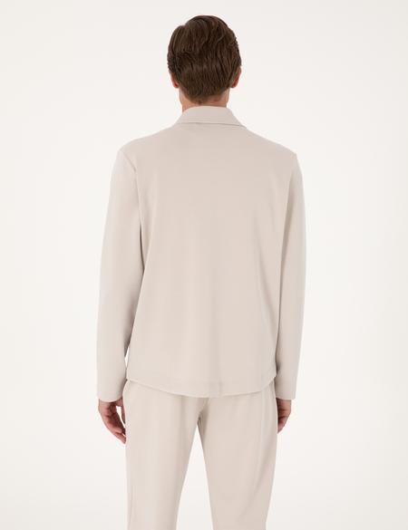 Taş Klasik Yaka Çift Cepli Örme Gömlek Ceket - 50302573027