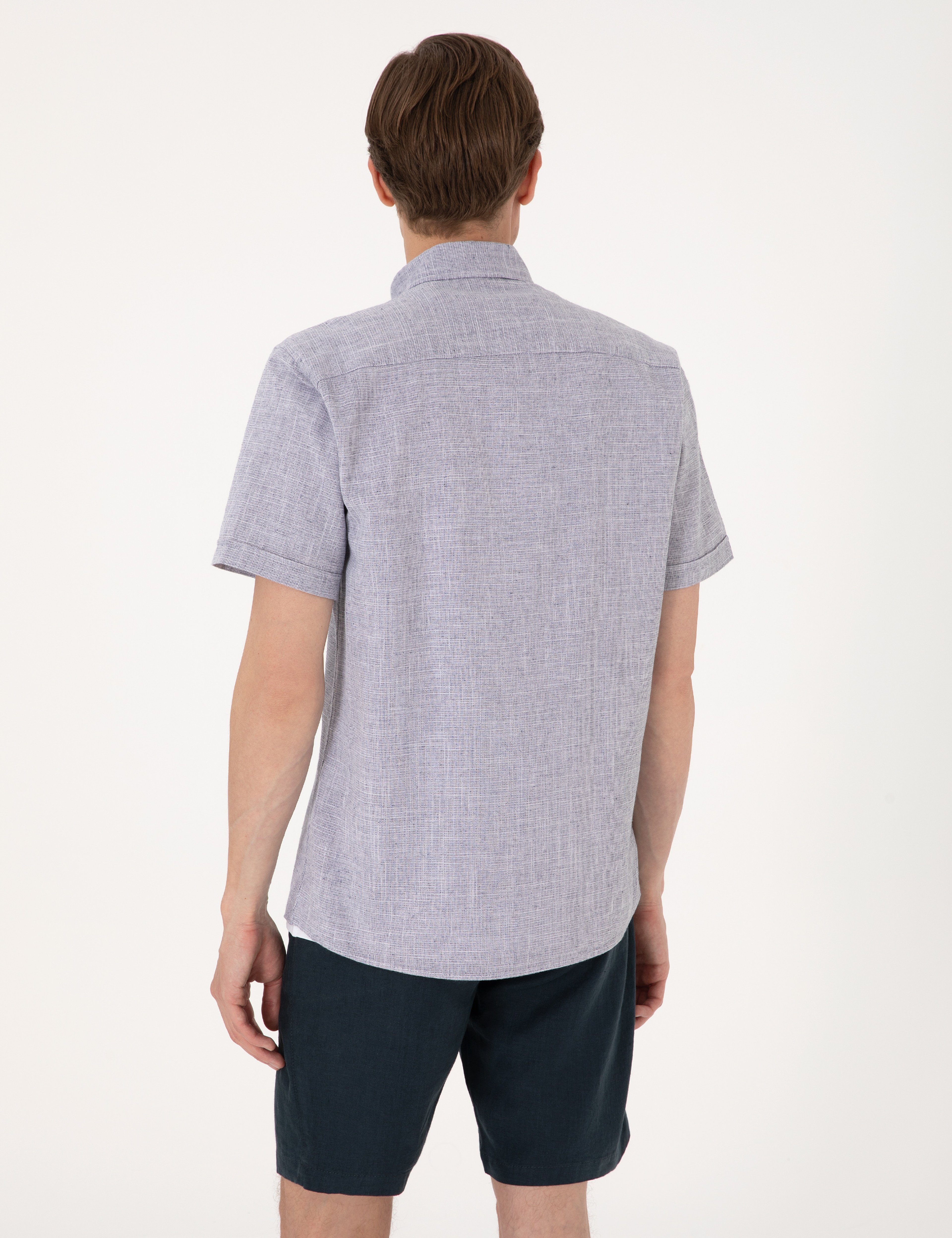 Lacivert Regular Fit Kısa Kollu Gömlek