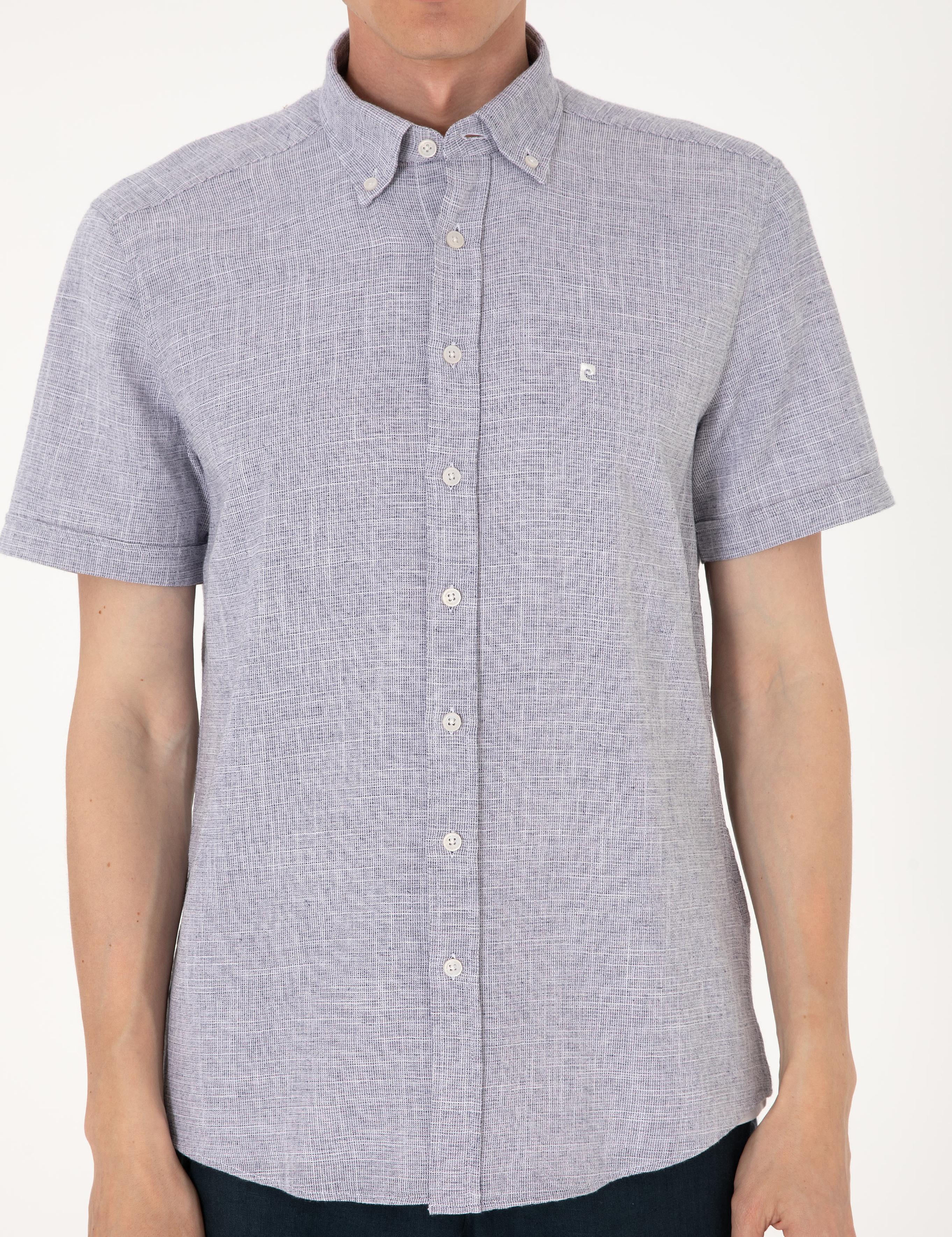 Lacivert Regular Fit Kısa Kollu Gömlek