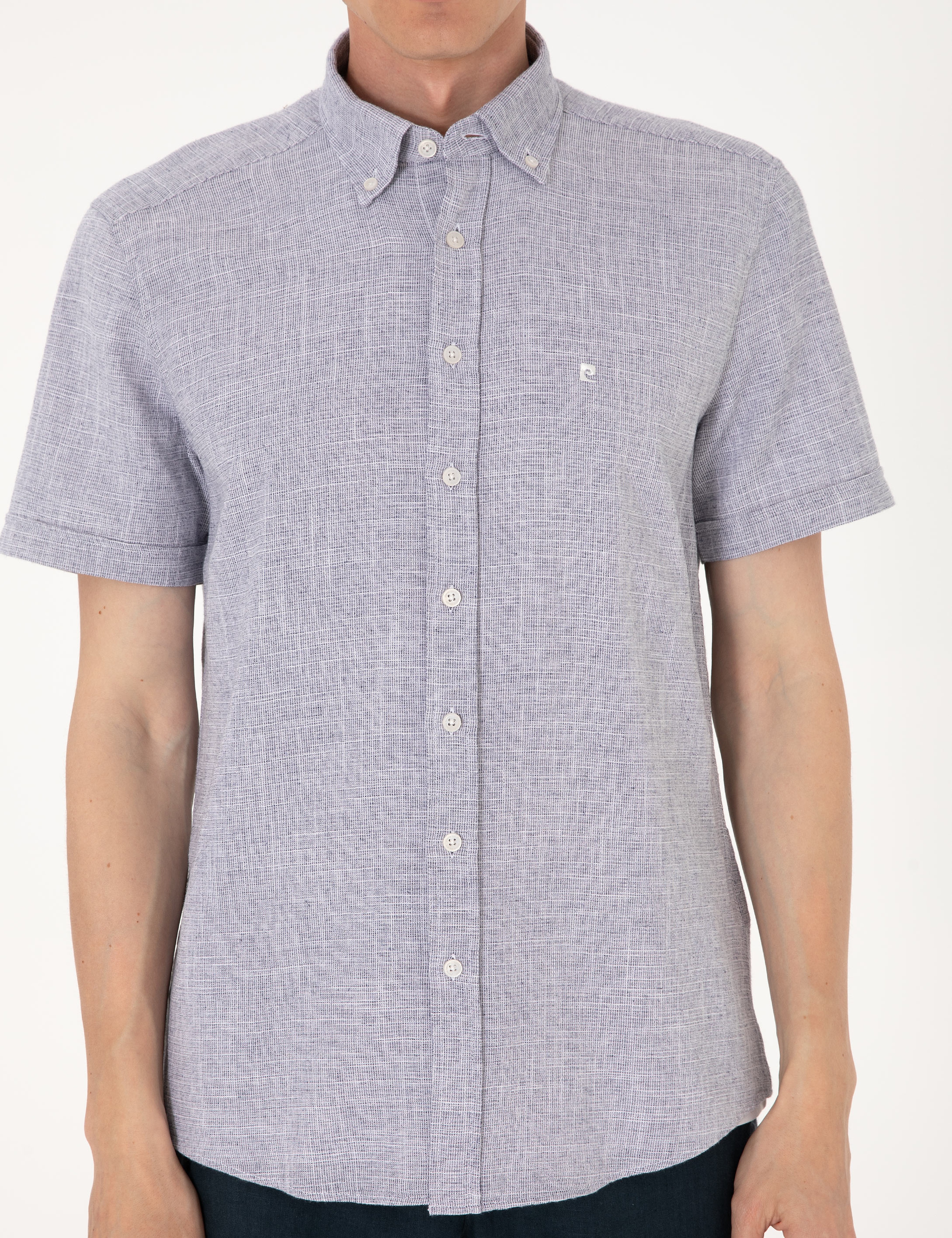 Lacivert Regular Fit Kısa Kollu Gömlek - Image 6