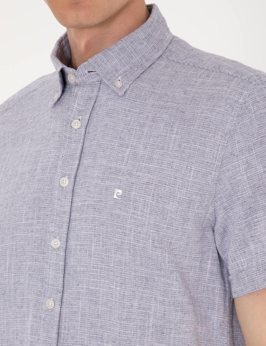 Lacivert Regular Fit Kısa Kollu Gömlek