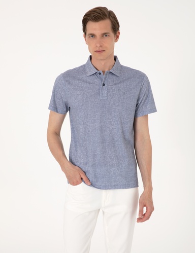 Lacivert Slim Fit Düğmeli Polo Yaka Tişört