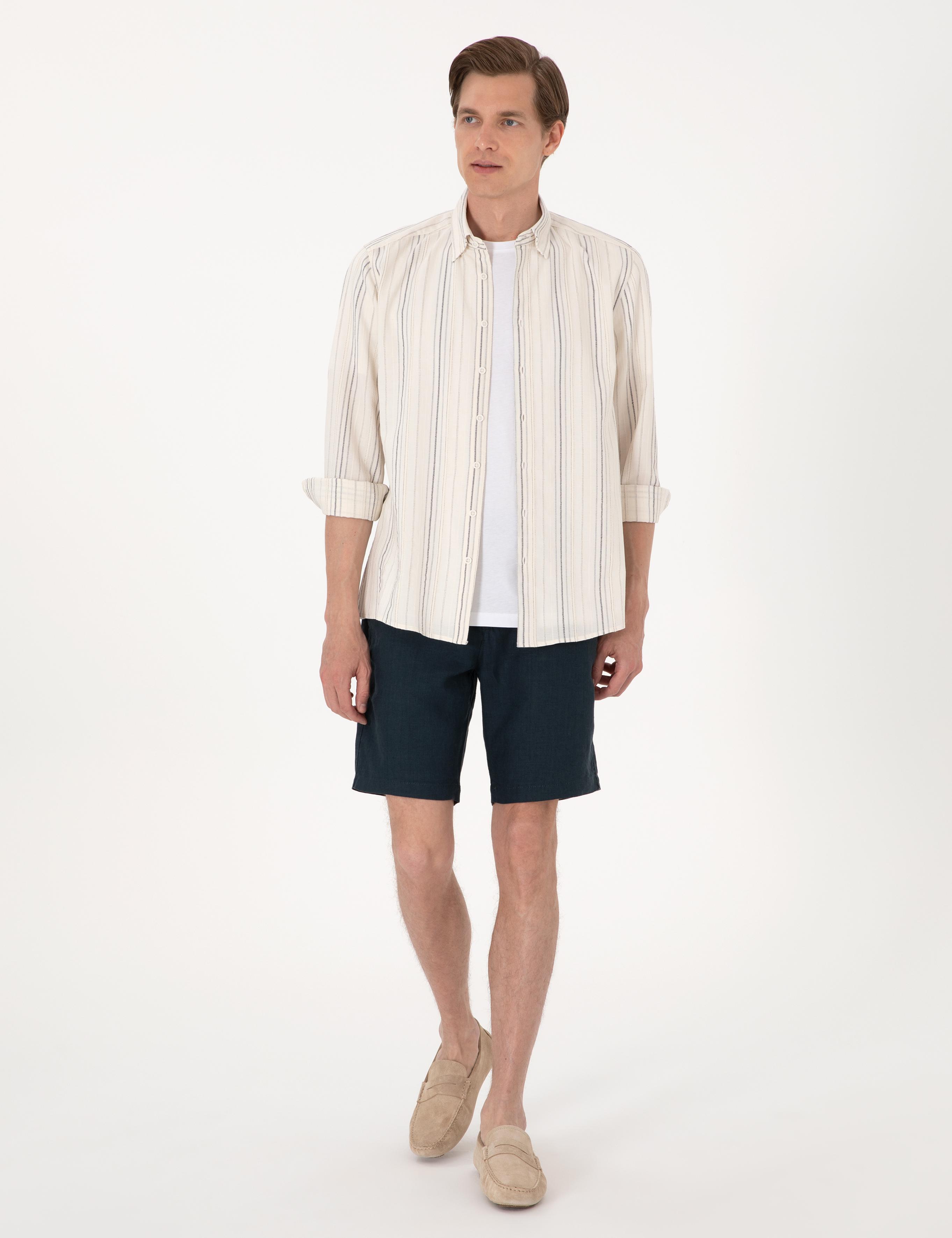 Lacivert Regular Fit Uzun Kollu Gömlek