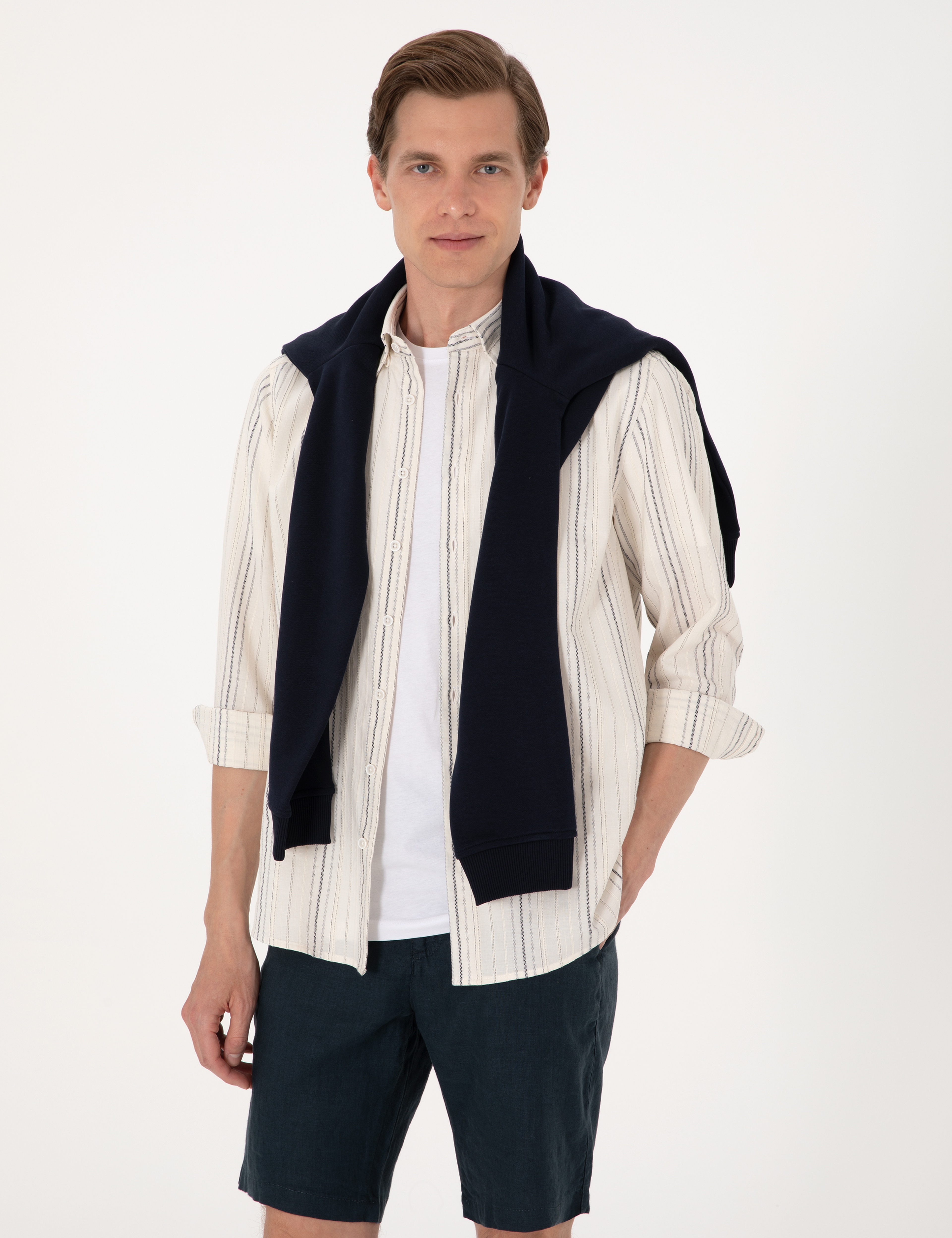 Lacivert Regular Fit Uzun Kollu Gömlek - Image 3
