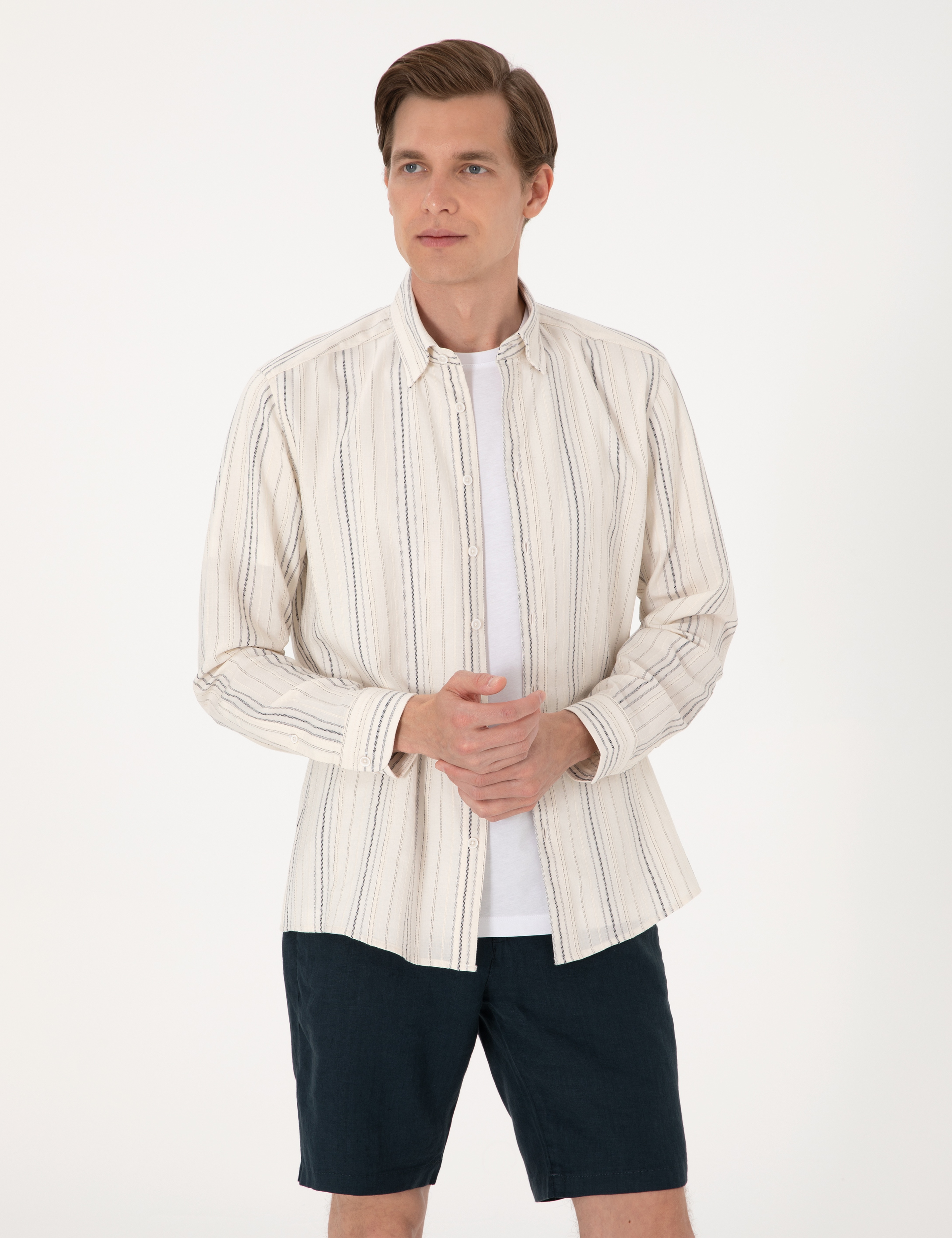 Lacivert Regular Fit Uzun Kollu Gömlek - Image 4