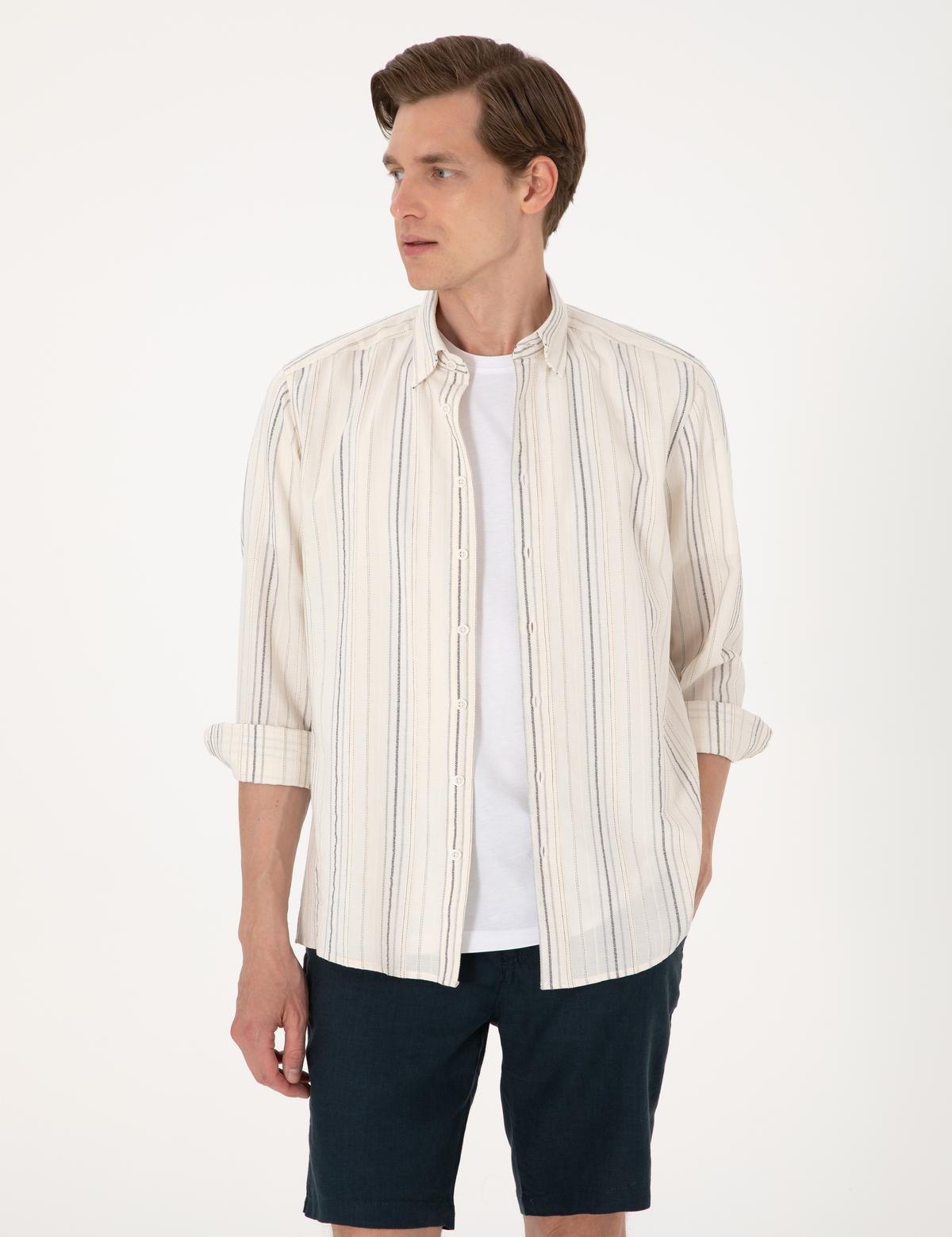 Lacivert Regular Fit Uzun Kollu Gömlek