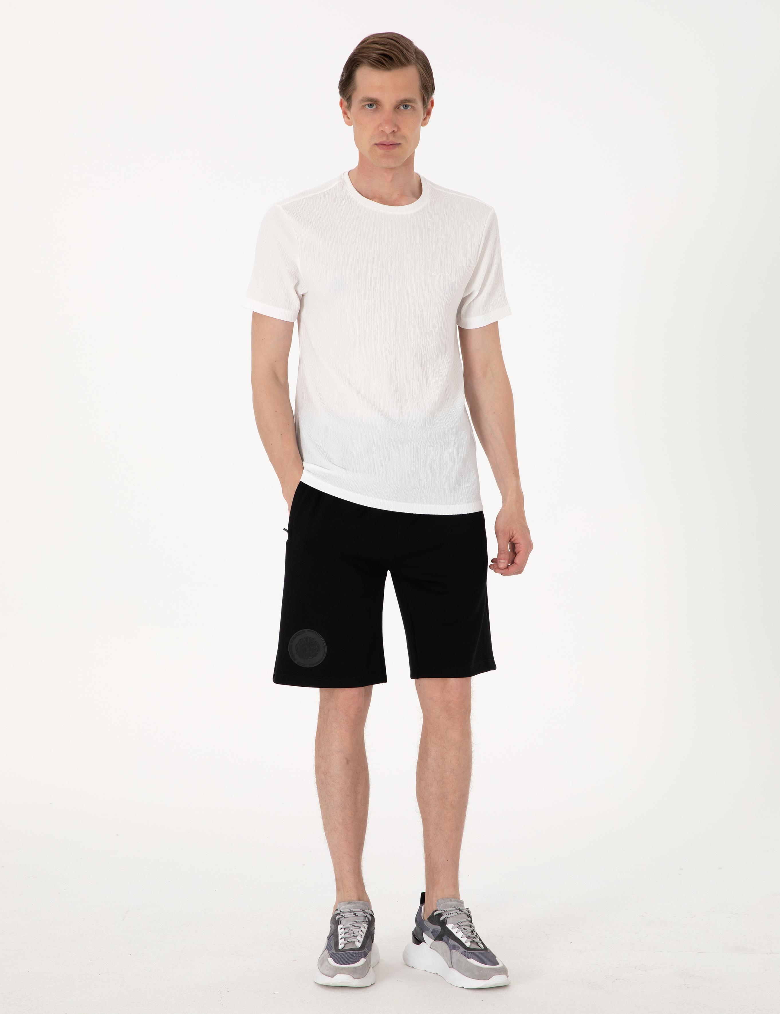 Siyah Comfort Fit Örme Şort