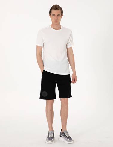 Siyah Comfort Fit Örme Şort