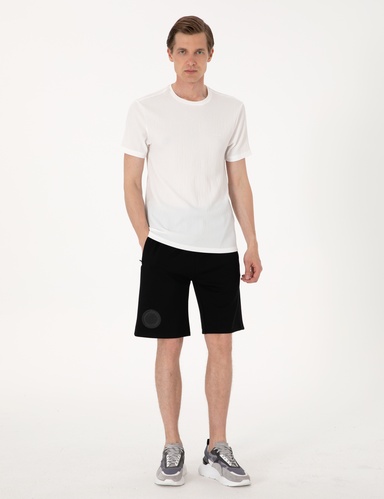 Siyah Comfort Fit Örme Şort
