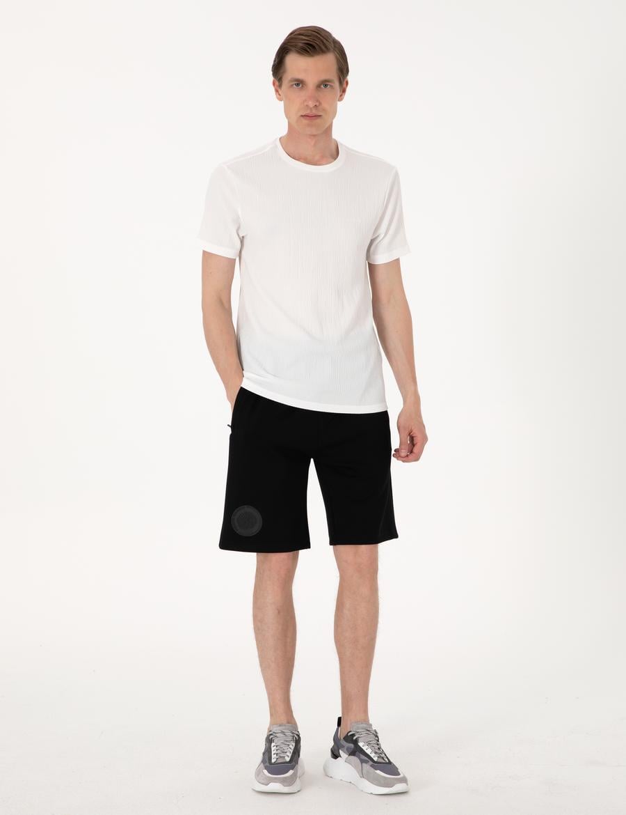 Siyah Comfort Fit Örme Şort