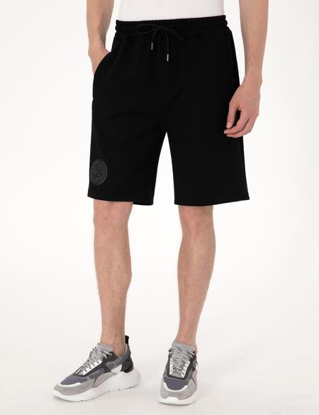 Siyah Comfort Fit Örme Şort - 50302593046