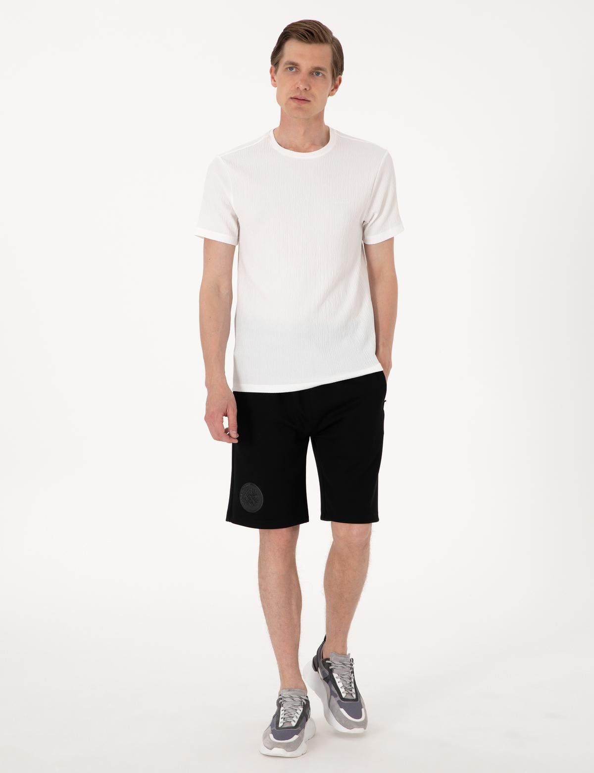 Siyah Comfort Fit Örme Şort - 50302593046