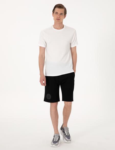 Siyah Comfort Fit Örme Şort - 50302593046