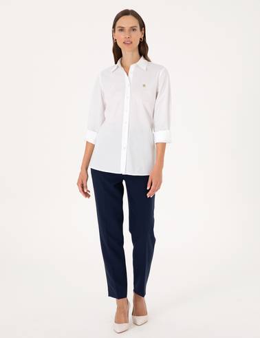 Beyaz Slim Fit Uzun Kollu Gömlek