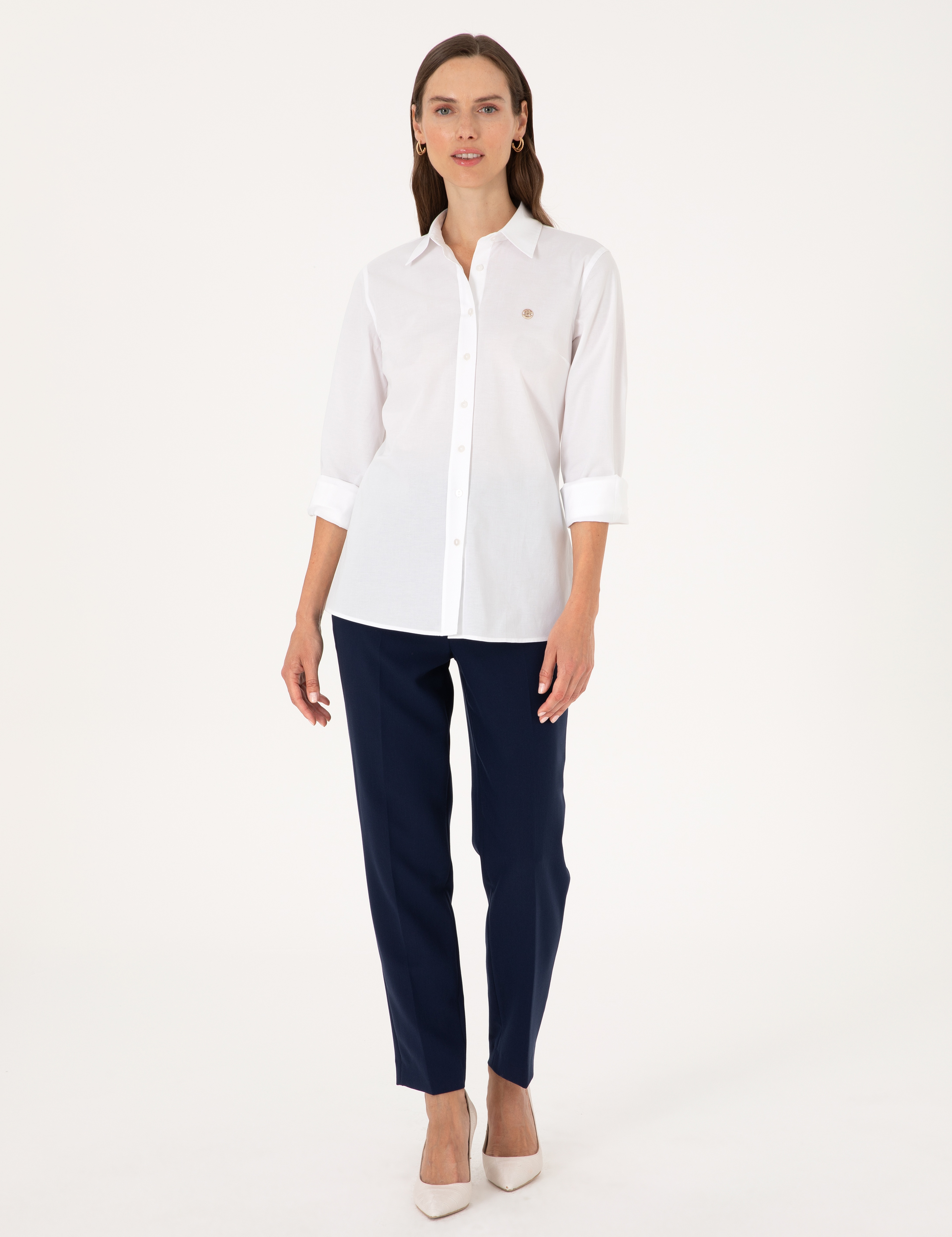 Beyaz Slim Fit Uzun Kollu Gömlek - Image 4