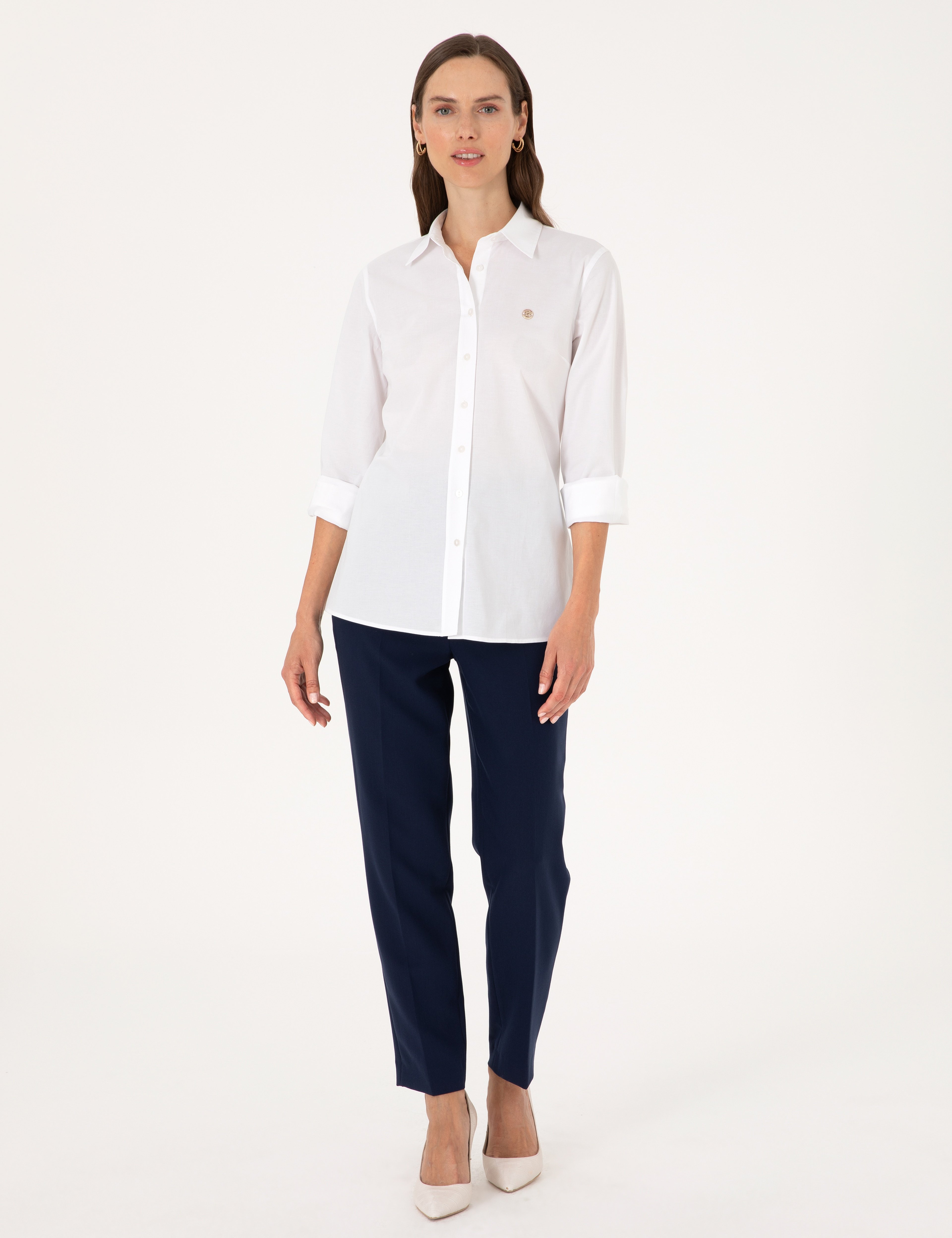 Beyaz Slim Fit Uzun Kollu Gömlek
