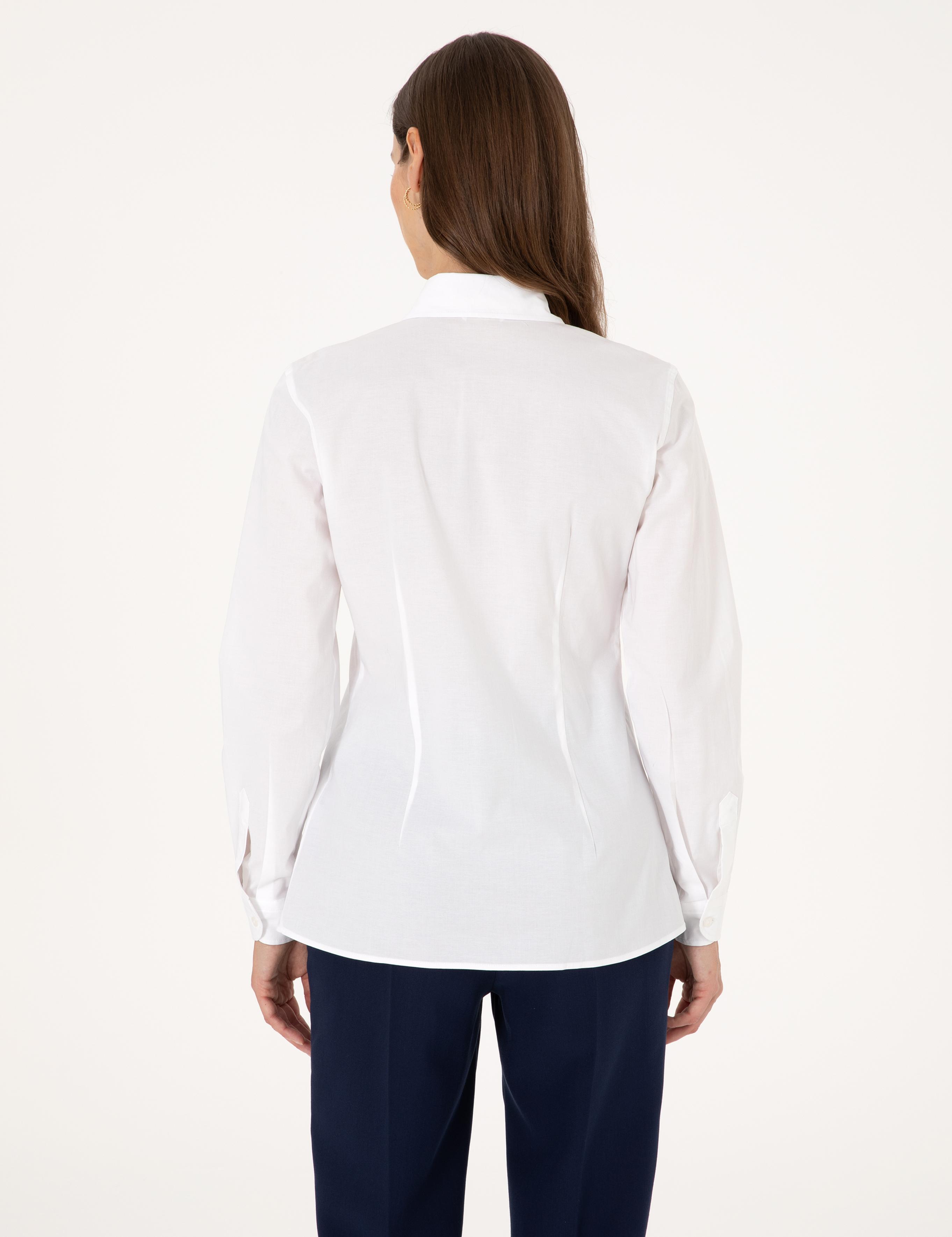 Beyaz Slim Fit Uzun Kollu Gömlek