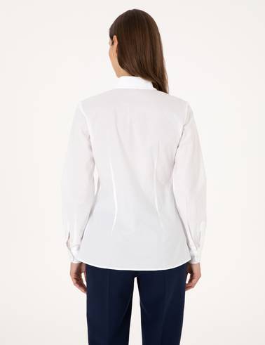 Beyaz Slim Fit Uzun Kollu Gömlek