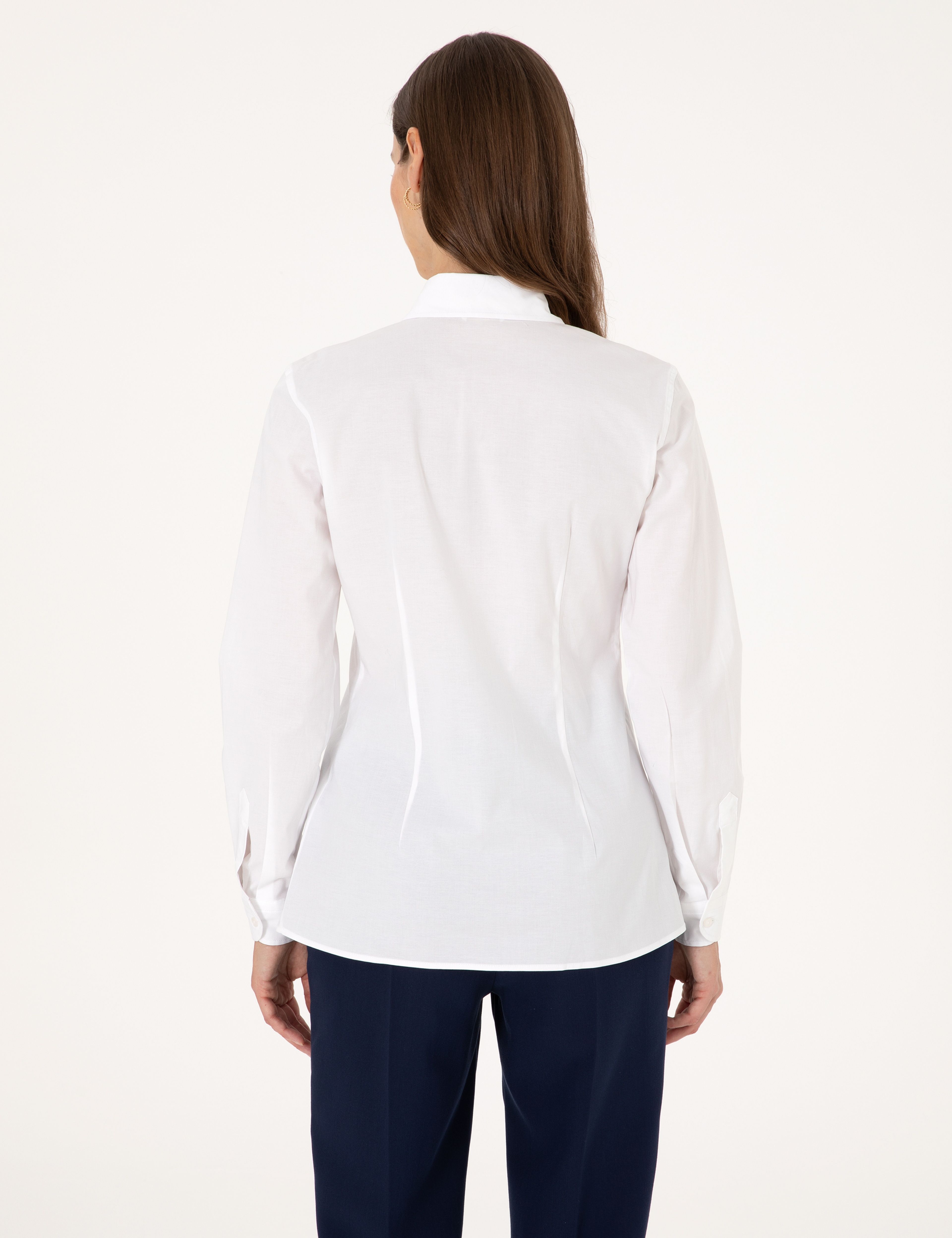 Beyaz Slim Fit Uzun Kollu Gömlek - Image 5