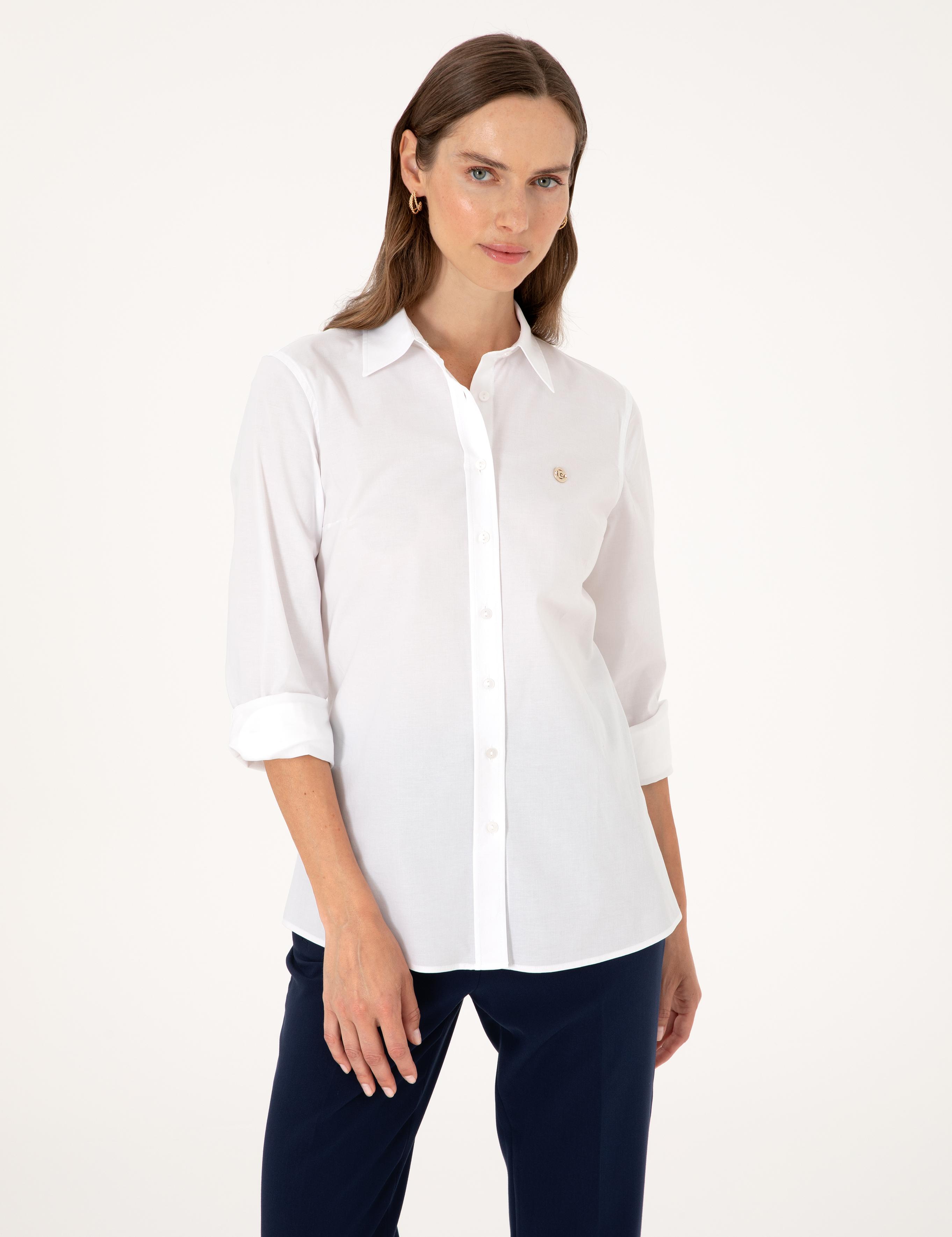 Beyaz Slim Fit Uzun Kollu Gömlek