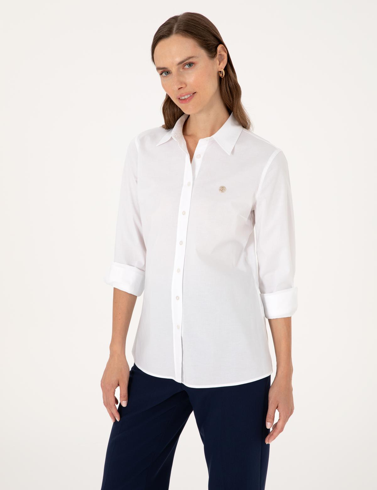 Beyaz Slim Fit Uzun Kollu Gömlek