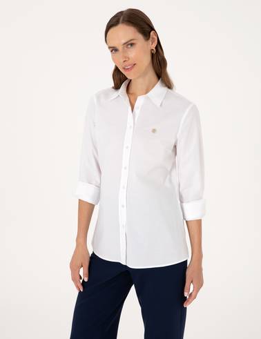 Beyaz Slim Fit Uzun Kollu Gömlek