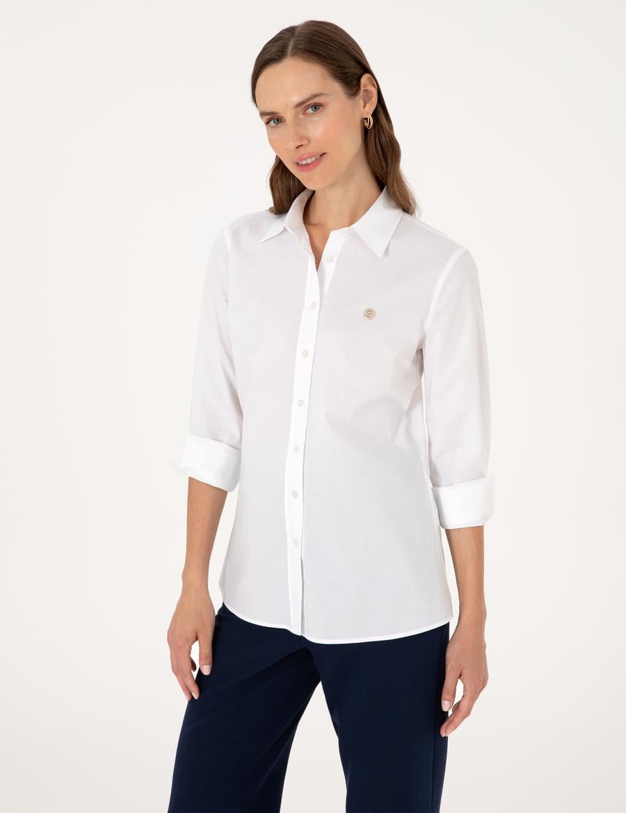Beyaz Slim Fit Uzun Kollu Gömlek