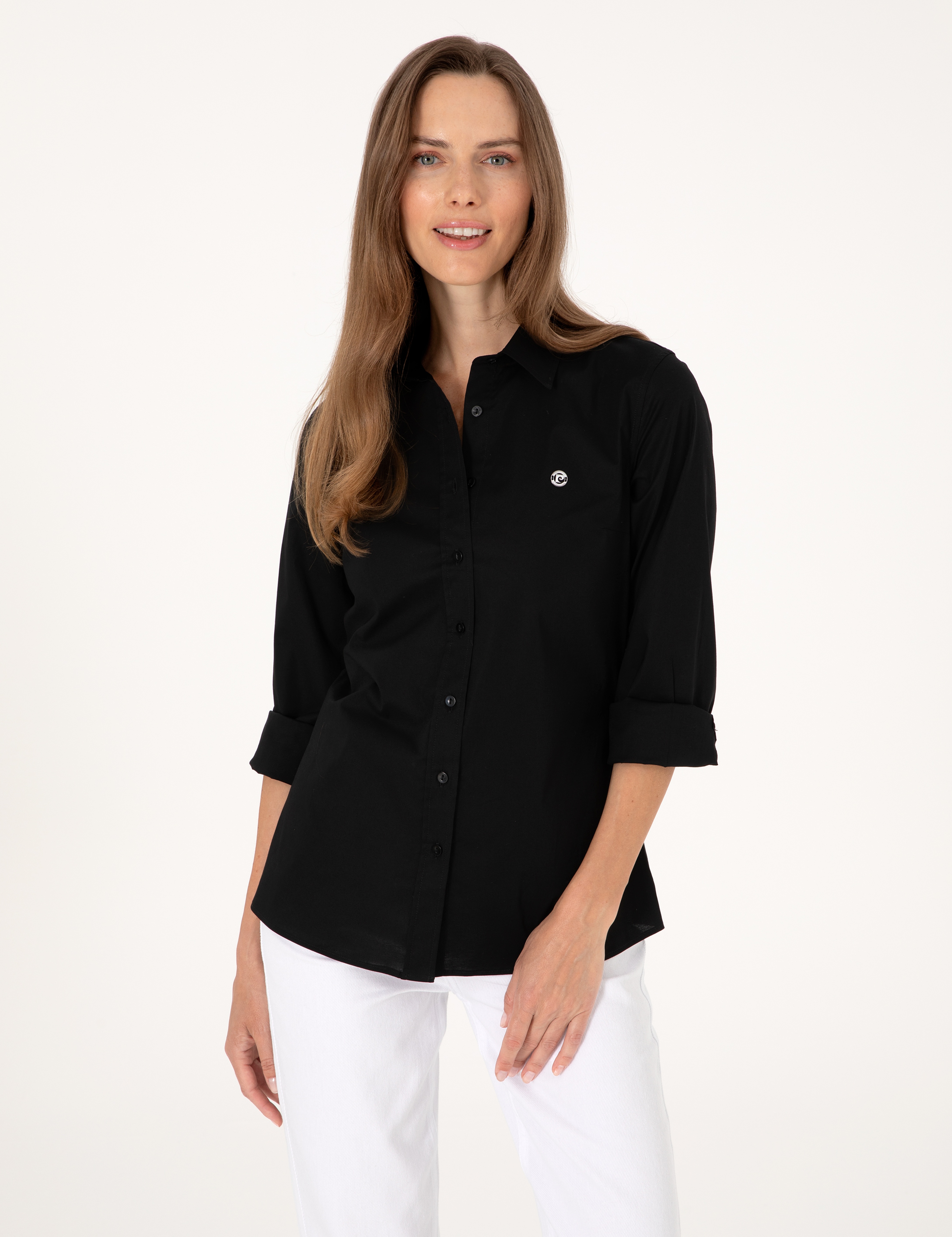 Siyah Slim Fit Uzun Kollu Gömlek - Image 3