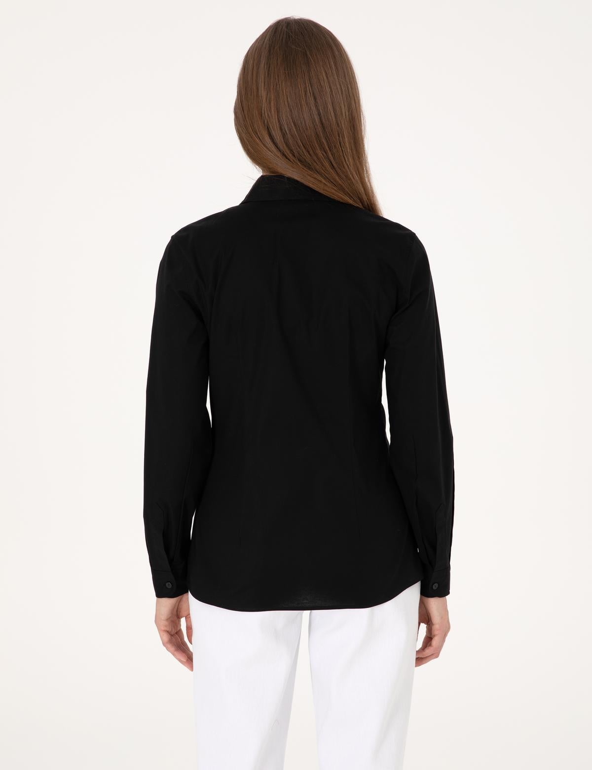 Siyah Slim Fit Uzun Kollu Gömlek - 50313589009