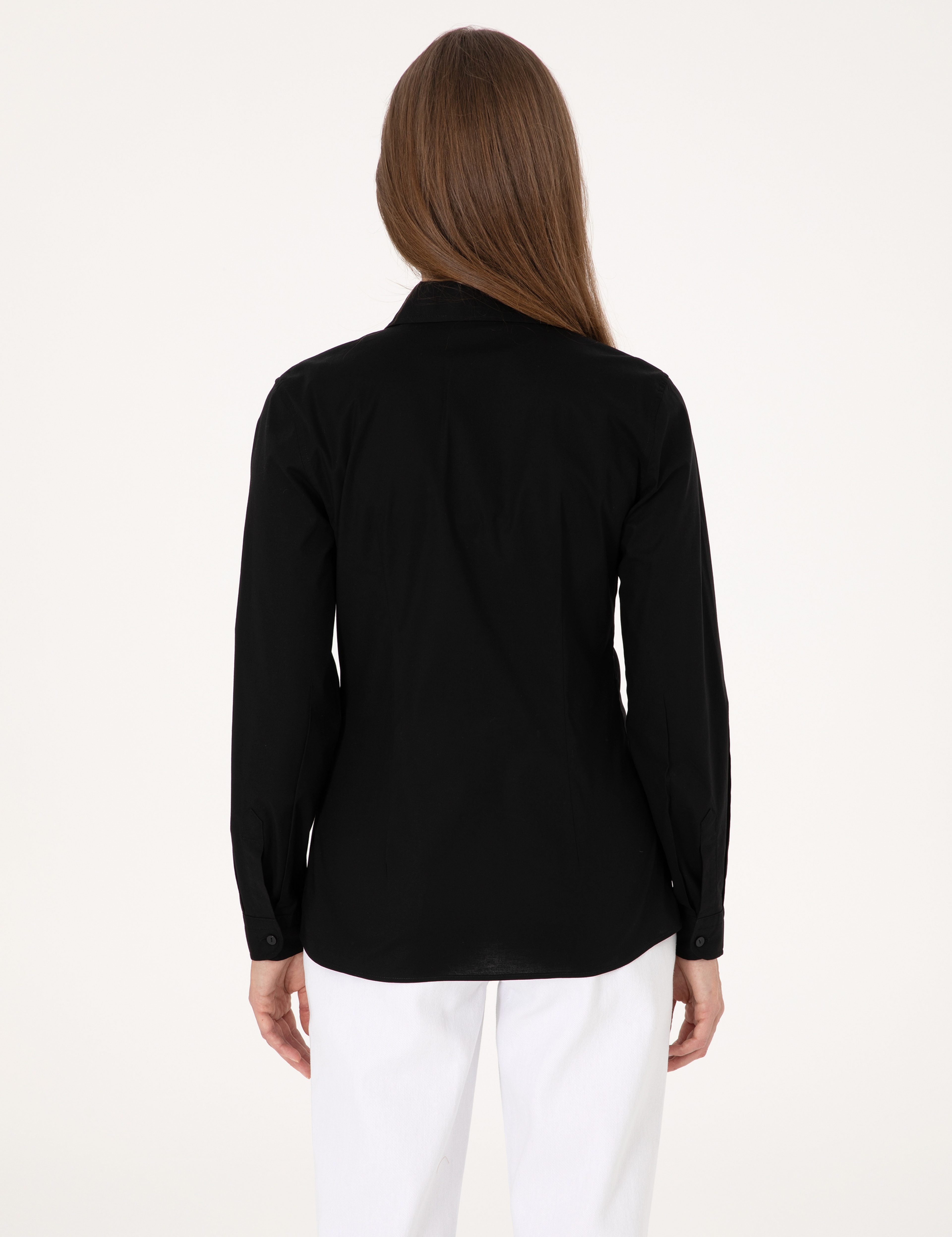 Siyah Slim Fit Uzun Kollu Gömlek - Image 5