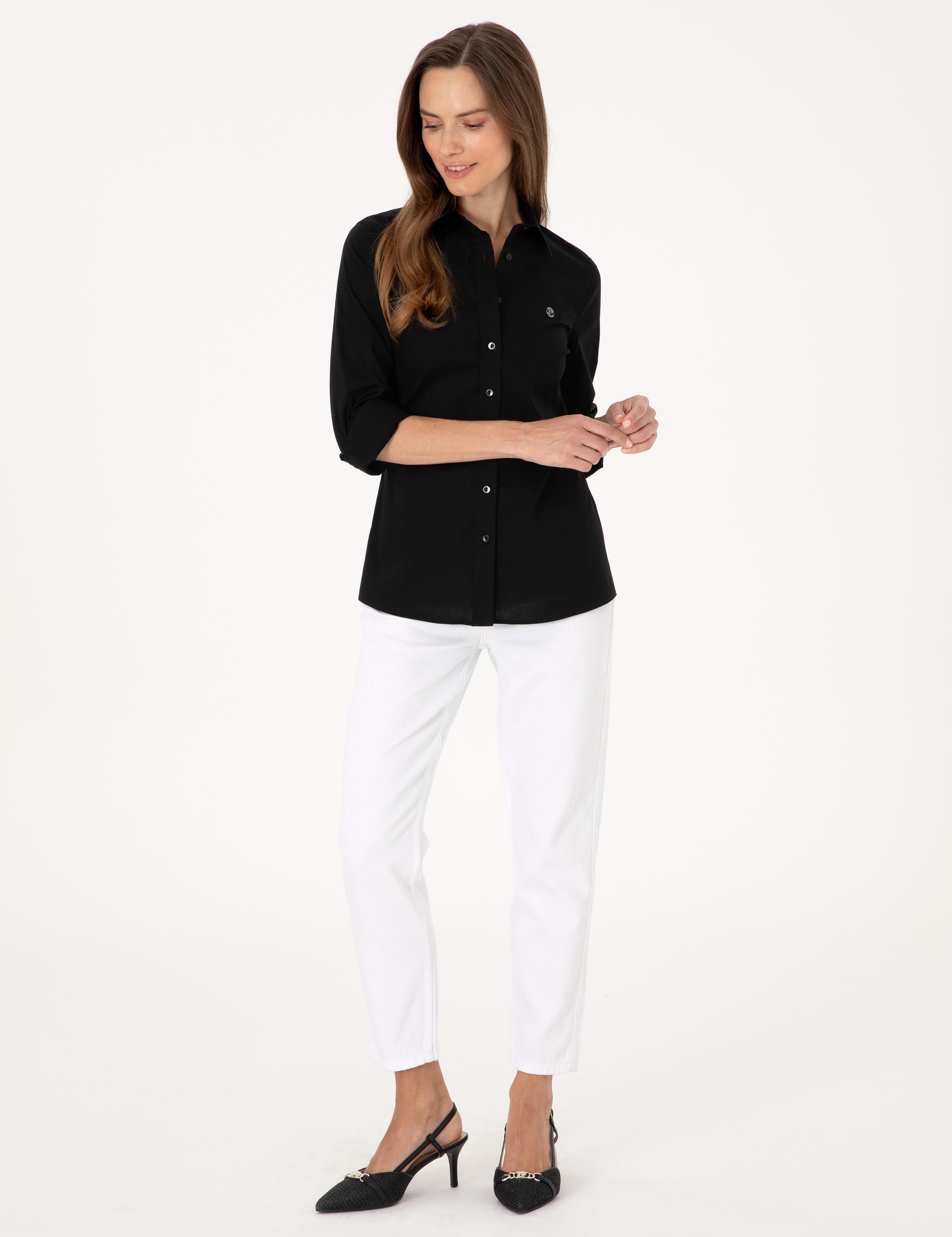 Siyah Slim Fit Uzun Kollu Gömlek