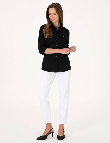 Siyah Slim Fit Uzun Kollu Gömlek