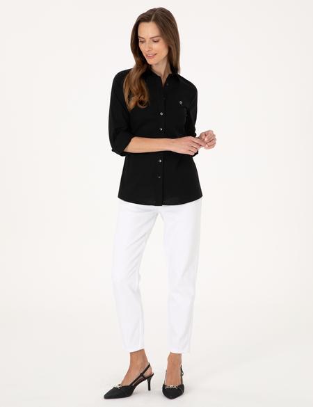 Siyah Slim Fit Uzun Kollu Gömlek - 50313589009