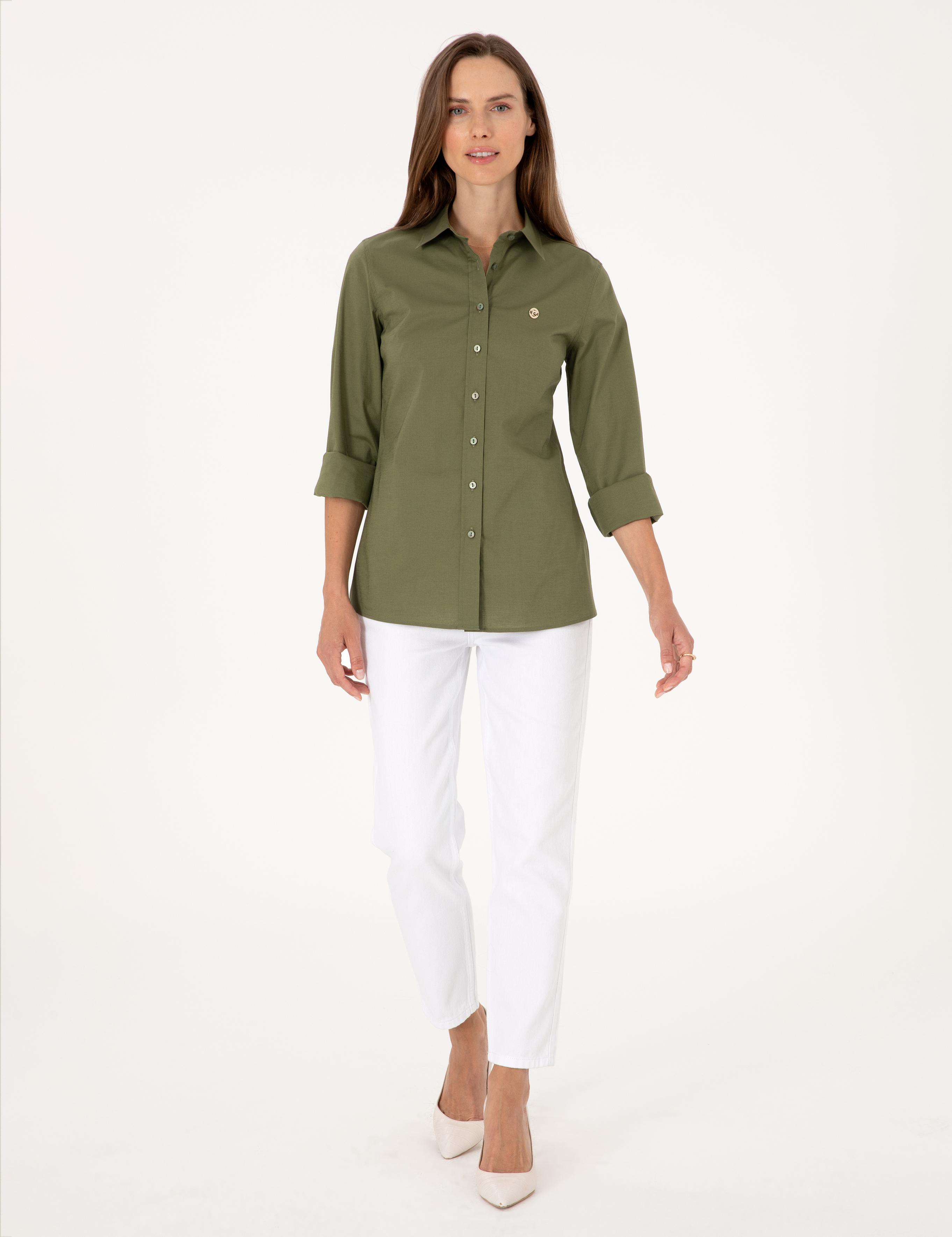 Haki Slim Fit Uzun Kollu Gömlek