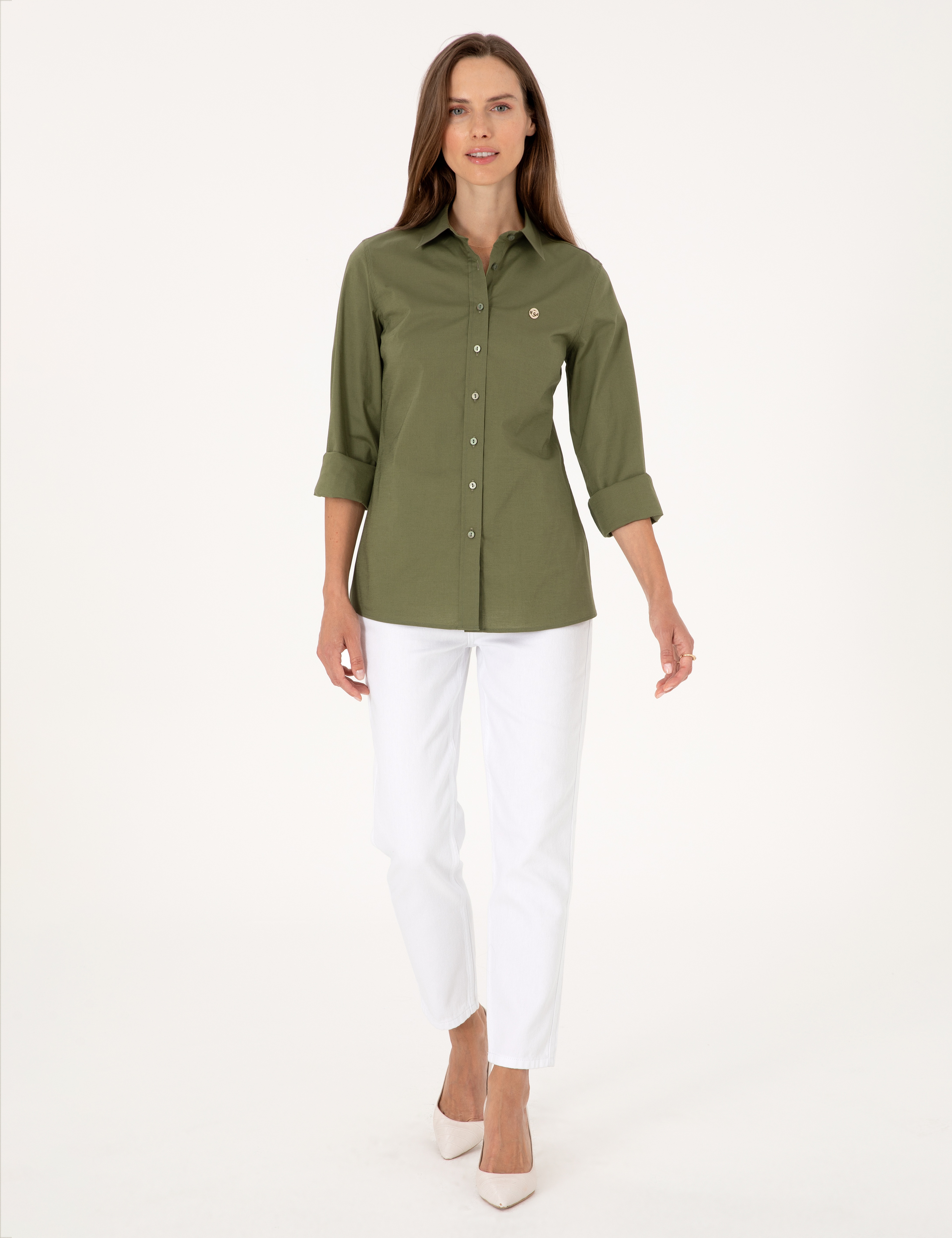 Haki Slim Fit Uzun Kollu Gömlek - Image 4