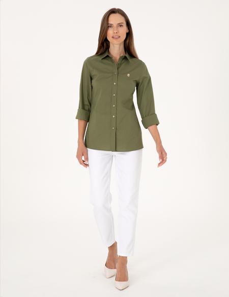 Haki Slim Fit Uzun Kollu Gömlek - 50313589037